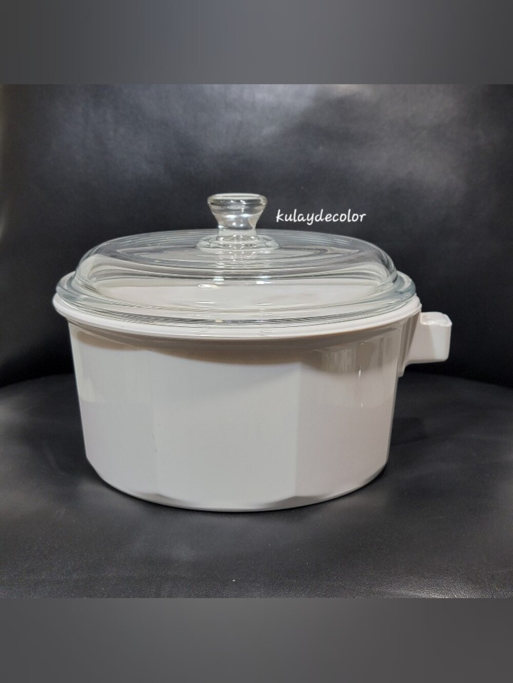 Princess House Nouveau 1.5 Qt Covered Casserole Dish Glass Lid White Saucepan